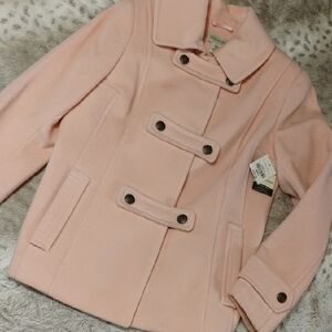 St. John's Bay Pink Cashmere Wool Pea Coat